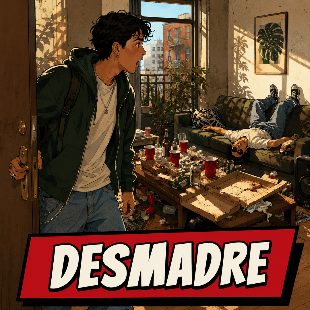 desmadre — Mexican Spanish for Chaos. Mess. Wild scene. Out of control.