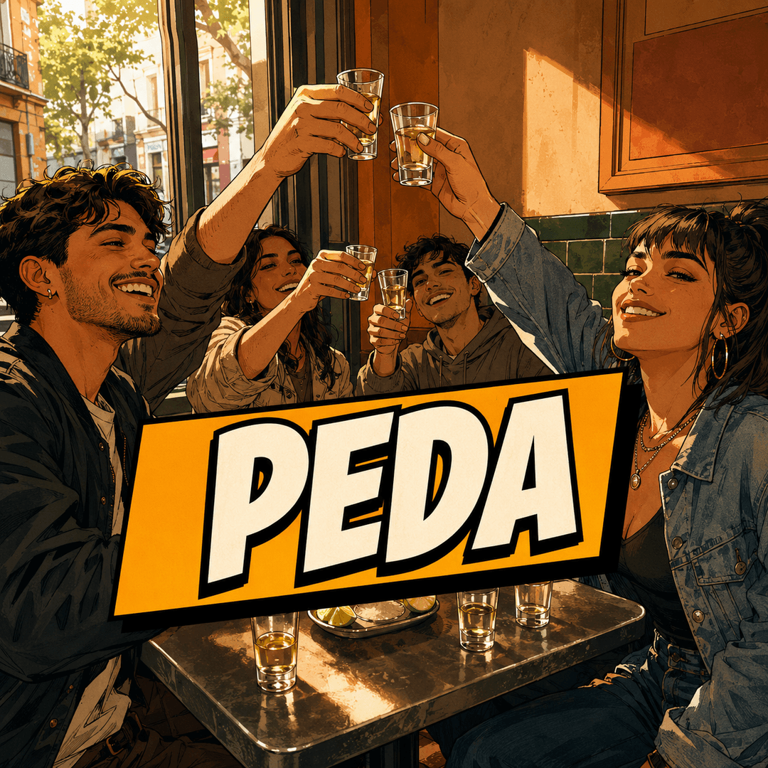 peda — Mexican Spanish for Drinking session. Big night out. Getting drunk.